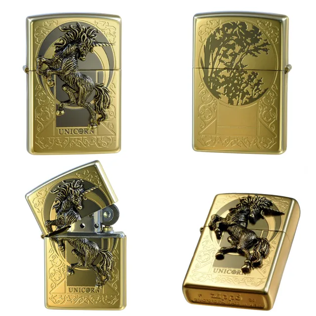 【Zippo官方直營】尊爵獨角獸-金色防風打火機(美國防風打火機)