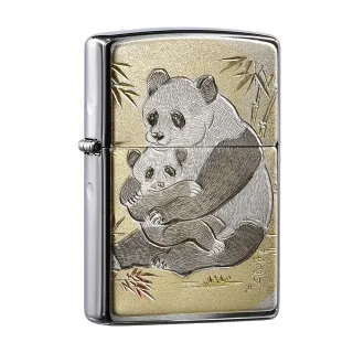 【Zippo官方直營】日本傳統風格-大小熊貓防風打火機(美國防風打火機)