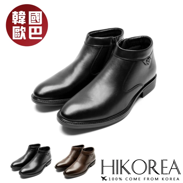 HIKOREA 韓國空運。韓星歐巴皮鞋天然牛皮短靴/韓版潮流