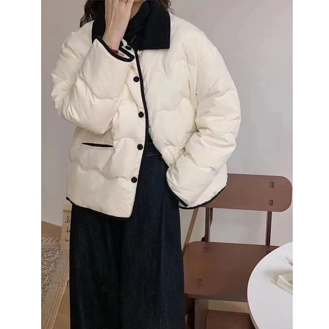 Paiya 派亞Paiya 派亞 90白鴨絨羽絨服女秋冬立領短款輕薄百搭麵包服棉襖外套(S-2XL可穿)