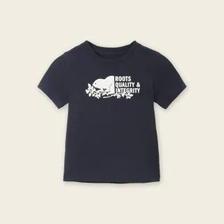 【Roots】Roots小童-摩登都市系列 海狸圖案短袖T恤(軍藍色)