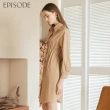 【EPISODE】休閒寬鬆紐扣棉質襯衫裙長洋裝E35707（卡其）