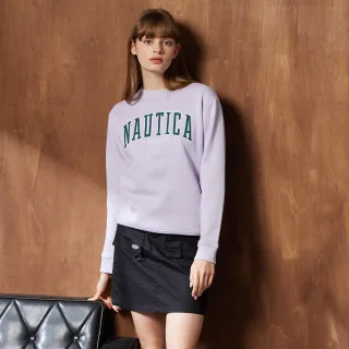 【NAUTICA】女裝 撞色字母經典大學T(紫)