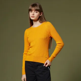 【NAUTICA】女裝 直坑條紋多彩長袖針織衫(橙色)