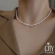 【City Diamond 引雅】天然巴洛克珍珠純銀伸縮項鍊 串鍊