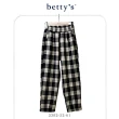 【betty’s 貝蒂思】腰鬆緊厚刷毛格紋長褲(黑色)