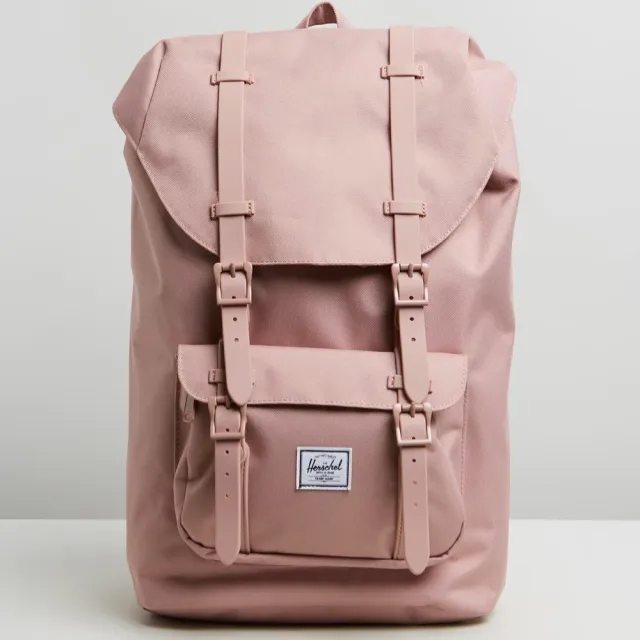 【Herschel】Little America 中型 粉色 乾燥玫瑰 筆電夾層 大容量 帆布 防潑水 磁扣 橡膠帶 背包 後背包