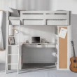 【LEVANA】StudyLoft 書桌高架床+MIT天絲護脊獨立筒床墊+六合一保潔床包(兒童床/成長床/多功能床/書桌床)