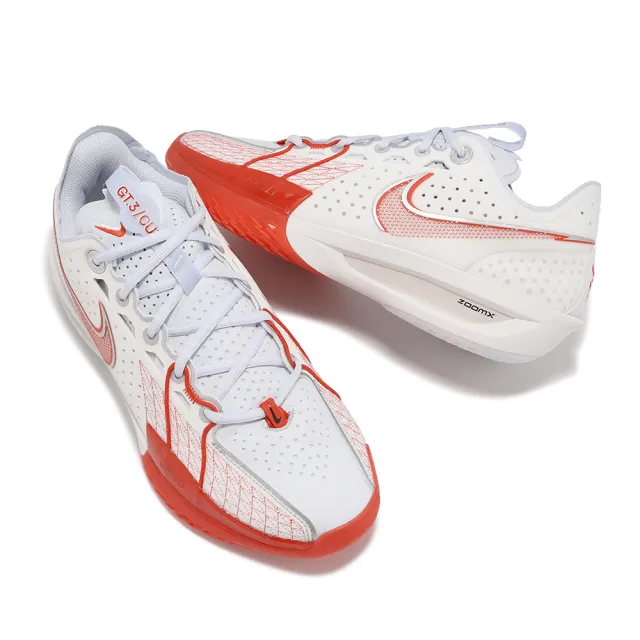 【NIKE 耐吉】Nike 籃球鞋 Zoom G.T. Cut 3 EP 白 紅 低筒 男鞋 女鞋 GT 三代(DV2918-101)