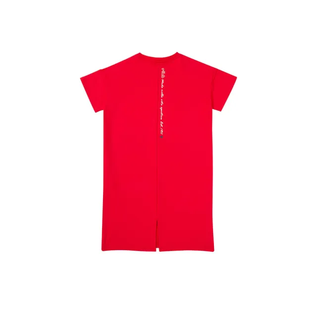 【FILA官方直營】#幻遊世界 女款 棉質短袖圓領洋裝-紅(5DRY-1435-RD)