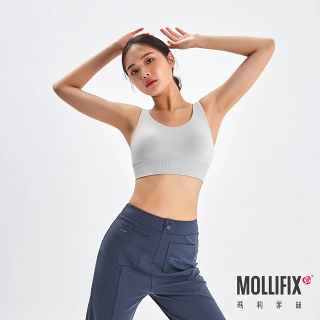 【Mollifix 瑪莉菲絲】A++水洗丹寧可調肩智溫BRA、瑜珈服、無鋼圈、開運內衣(洗鍊白)