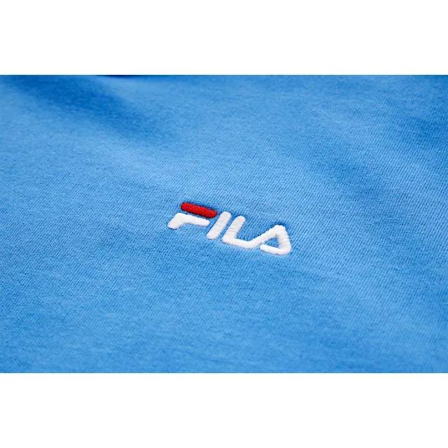 【FILA官方直營】#幻遊世界 女款 純棉短袖連帽T恤-天藍(5TEY-1432-BU)