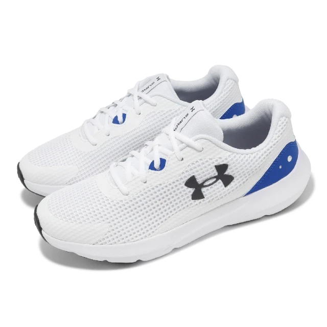 UNDER ARMOUR 慢跑鞋 Surge 3 男鞋 白 藍 緩衝 回彈 透氣 路跑 基本款 運動鞋 UA(3024883112)