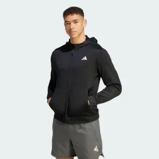 【adidas 愛迪達】外套 男款 運動連帽外套 亞規 TR-ES+ FZ JA 黑 IJ9618(S2258)