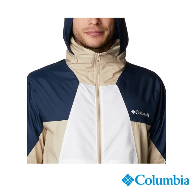 【Columbia 哥倫比亞 官方旗艦】男款-Point Park™UPF40防潑水logo風衣-深藍(UKE00850NY/HS)