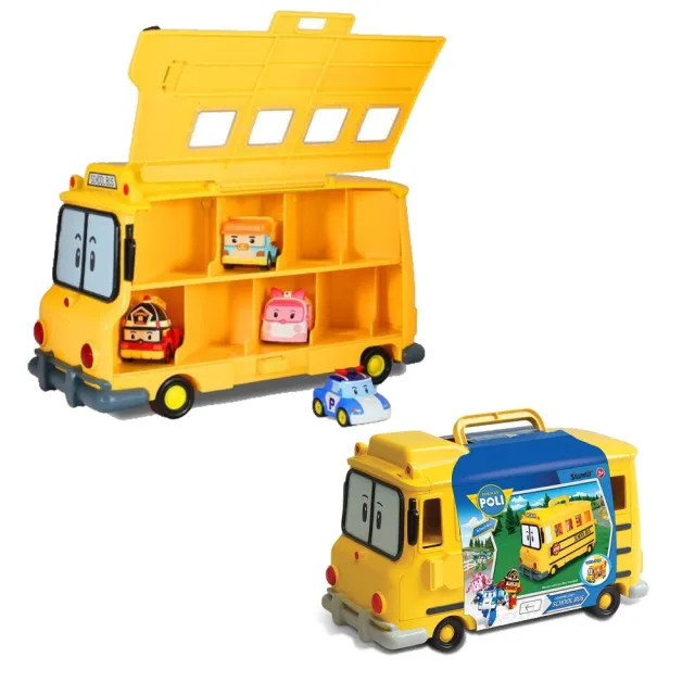 【寶寶共和國】POLI 波力 校車合金車收納盒(家家酒玩具 交通玩具 車車玩具)
