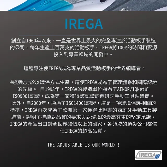 【IREGA】SWO 92xs超薄型大開口膠柄活動板手-6吋(SWO-92XS-150)