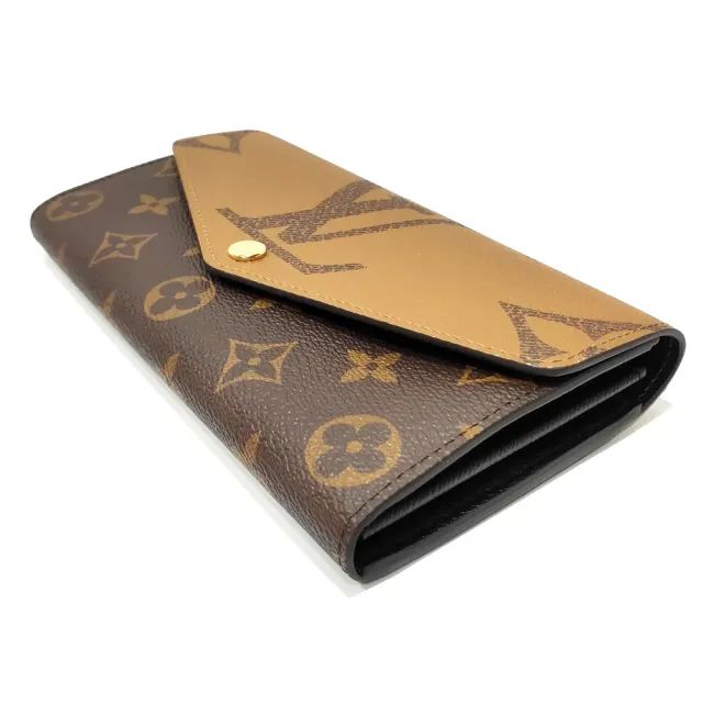 【Louis Vuitton 路易威登】M80726 經典Sarah系列 Reverse Giant帆布雙色信封式掀蓋長夾/錢包(雙色)