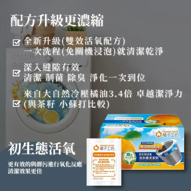【Orange house 橘子工坊】初生態活氧洗衣槽清潔劑(16包/盒)