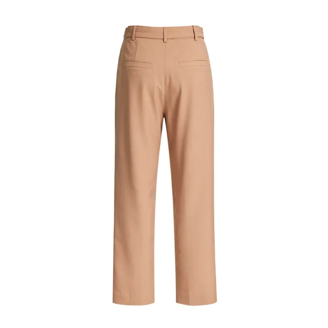 【OUWEY 歐薇】職場女力附腰帶直筒斜紋西裝褲(淺桔色；S-L；3223396607)
