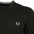 【FRED PERRY】男款 品牌刺繡LOGO 圓領長袖毛衣-夜綠色(M號、L號、XL號)