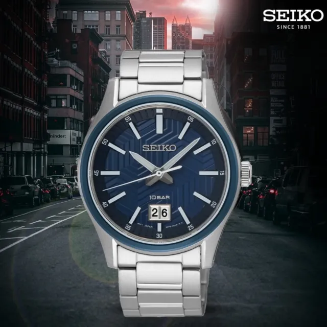 【SEIKO 精工】CS系列 城市簡約大日期男錶 石英錶-藍39.5mm(6N76-00K0B/SUR559P1)