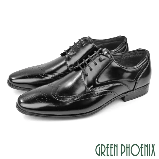 【GREEN PHOENIX 波兒德】男 紳士鞋 商務鞋 新郎鞋 學生 皮鞋 雕花(咖啡、黑色)