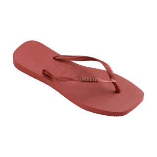 【havaianas 哈瓦仕】拖鞋 女鞋 夾腳拖 方形 果凍亮粉 Slim Square Logo 紅 4148257-5416W(哈瓦士)