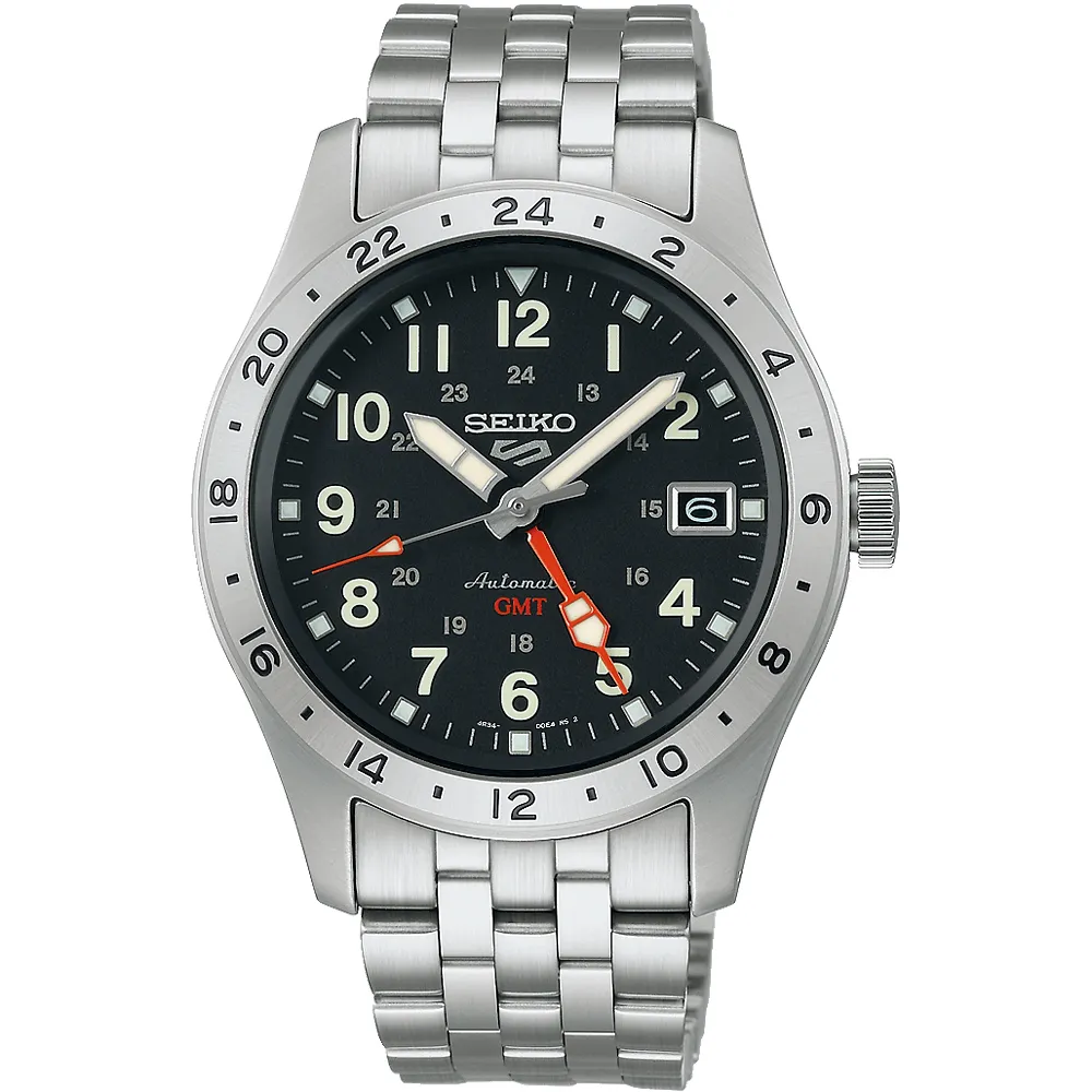 【SEIKO 精工】5 Sports Field系列 GMT機械腕錶 SK038  /銀X黑 39.4mm(SSK023K1/4R34-00C0D)