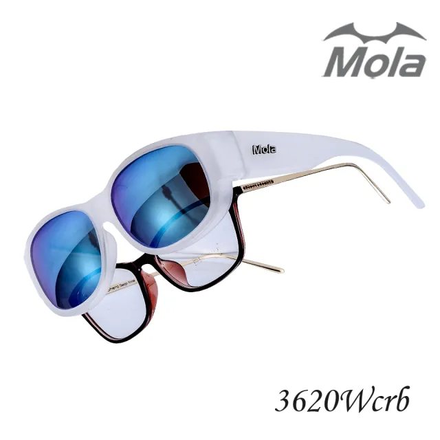 【MOLA 摩拉】外掛近視偏光太陽眼鏡 套鏡 UV400 彩色多層鍍膜 男女一般臉型 3620Wcrb