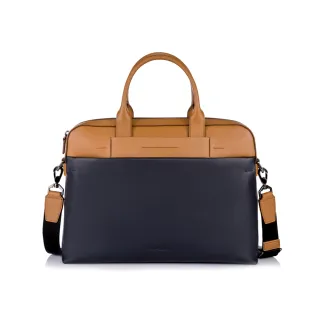 【pierre cardin 皮爾卡登】商務跳色公事包(筆電包 斜背包)