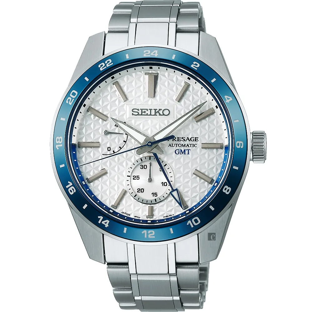 【SEIKO 精工】Presage 140週年 新銳系列 GMT 限量機械錶-42.2mm 送行動電源(SPB223J1/6R64-00D0S)