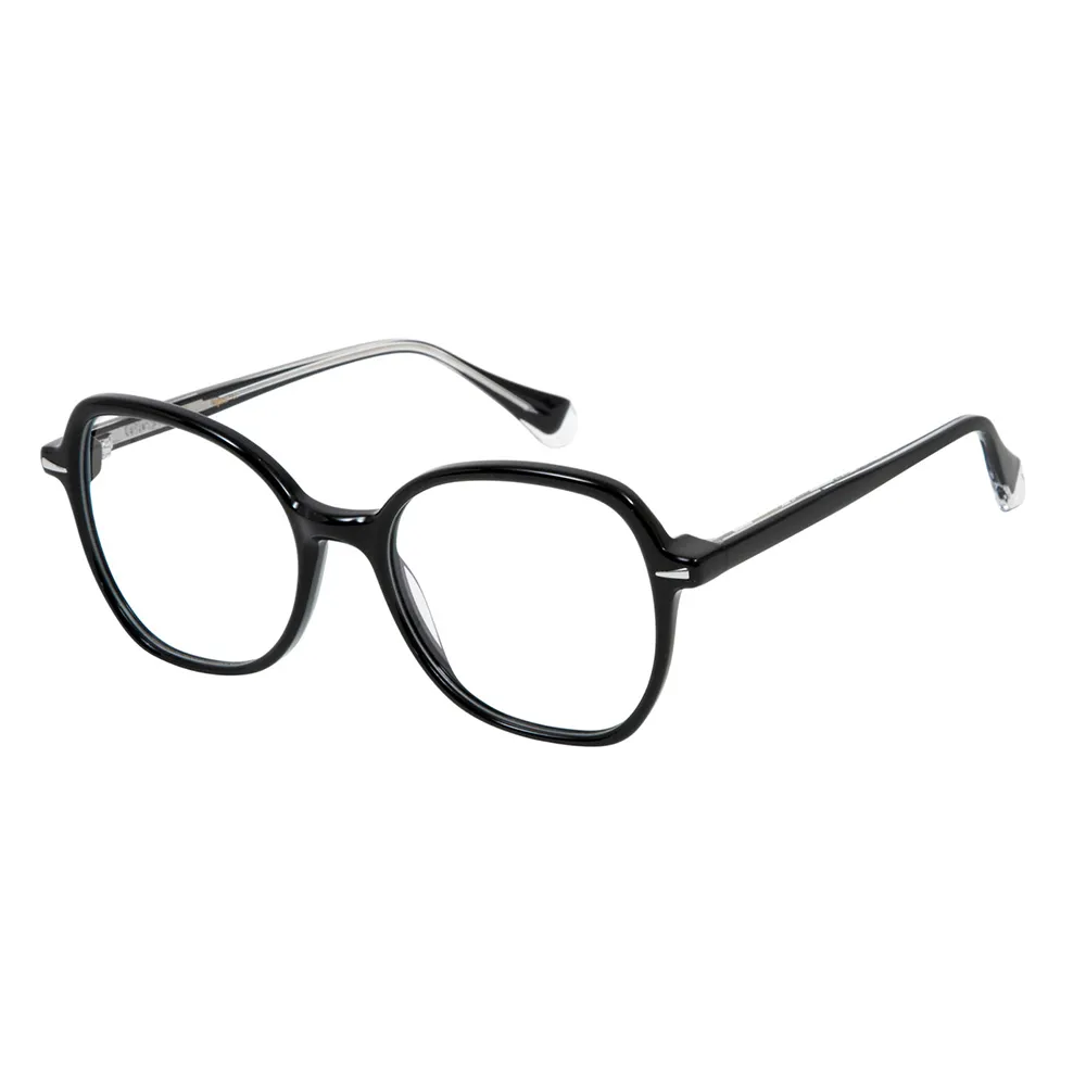 【GIGI Studios】西班牙微圓粗框光學眼鏡(黑色 - ELMA-6656/1)