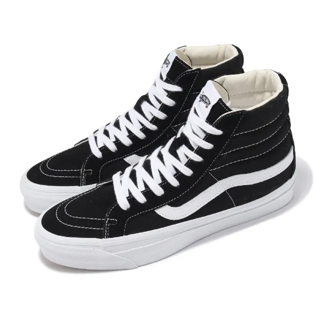 VANS】休閒鞋Sk8-Hi Reissue 38 男鞋黑白高筒麂皮板鞋(VN000CR0BA2