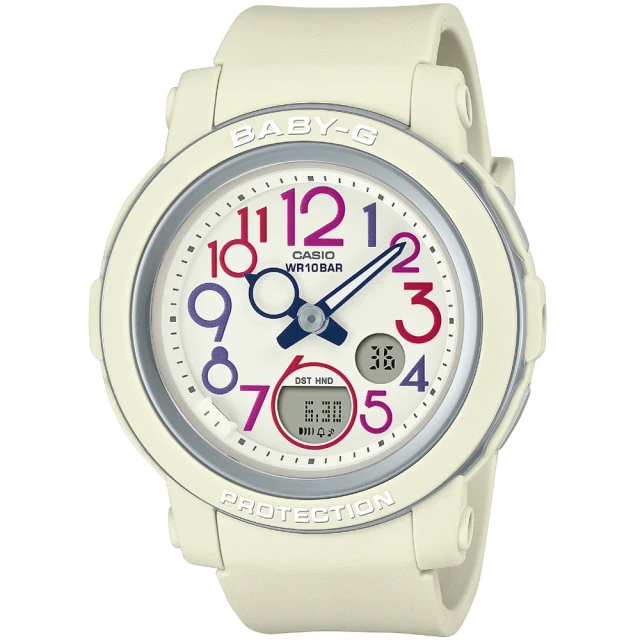CASIO 卡西歐 卡西歐Baby-G 數字鬧鈴雙顯錶-白色