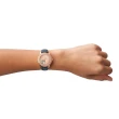 【FOSSIL 官方旗艦館】Stella 雙鑽圈縷空錶面機械女錶 藍色真皮錶帶 指針手錶 34MM ME3212(母親節)