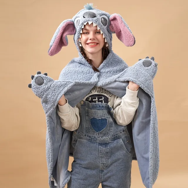 【Zoobies】迪士尼造型披風毯(迪士尼  保暖毯 懶人毯 玩偶毯 毯子 毛毯)