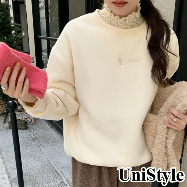 UniStyle 毛呢長袖外套 韓版格紋加厚短版大衣夾克 女