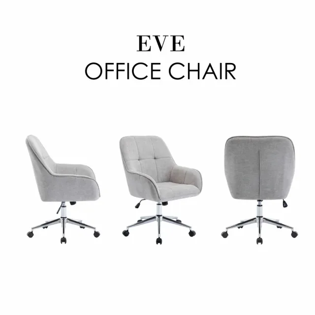 【E-home】Eve伊芙高級布面電腦椅 灰色(辦公椅 網美椅 美甲)