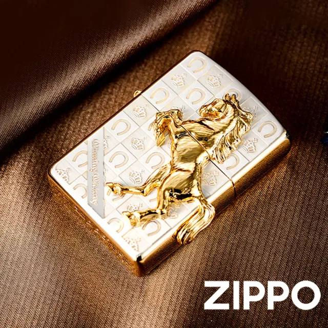 【Zippo官方直營】尊爵皇冠鐵騎-亮白金-防風打火機(美國防風打火機)