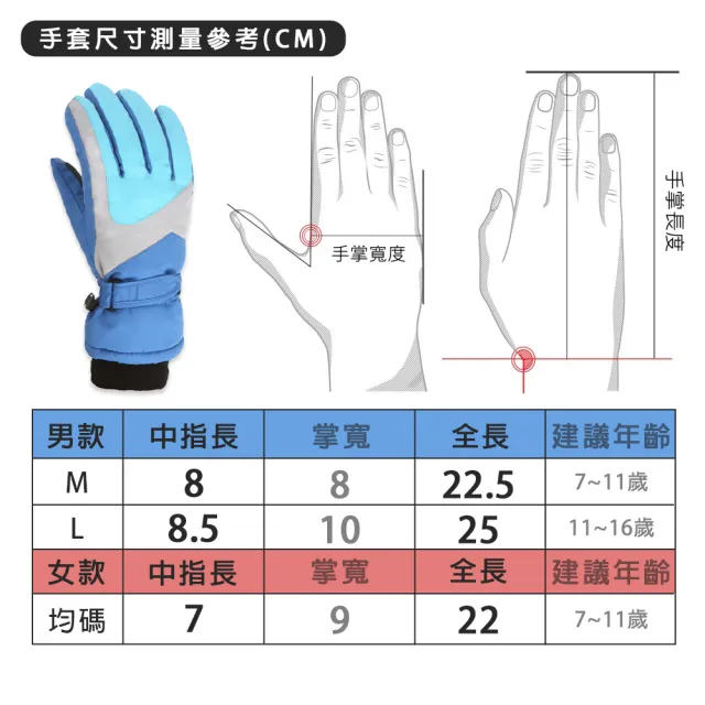 【TAS 極限運動】兒童專用 保暖滑雪手套(防水 冬季 騎行 防寒 加厚 保暖 手套 機車 防丟扣 滑雪 防水)