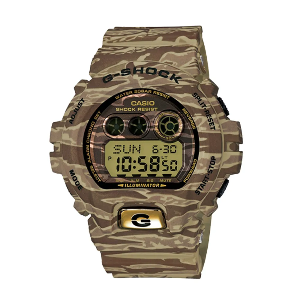 【CASIO 卡西歐 G-SHOCK 系列】叢林計畫虎斑迷彩版運動錶(GD-X6900TC)