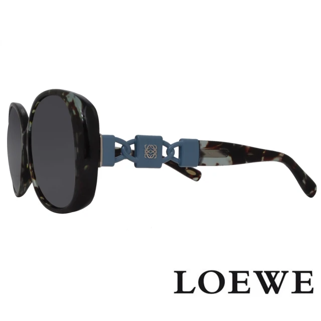 LOEWE 羅威LOEWE 羅威 初春新款 摩登復古花紋大方框款太陽眼鏡(藍/黑 SLW848-AM5X)