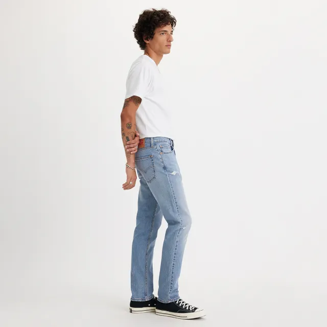 【LEVIS】男款 511低腰修身窄管牛仔褲 / 精工輕藍染微磨損刷破 / 天絲棉 / 彈性布料 熱賣單品