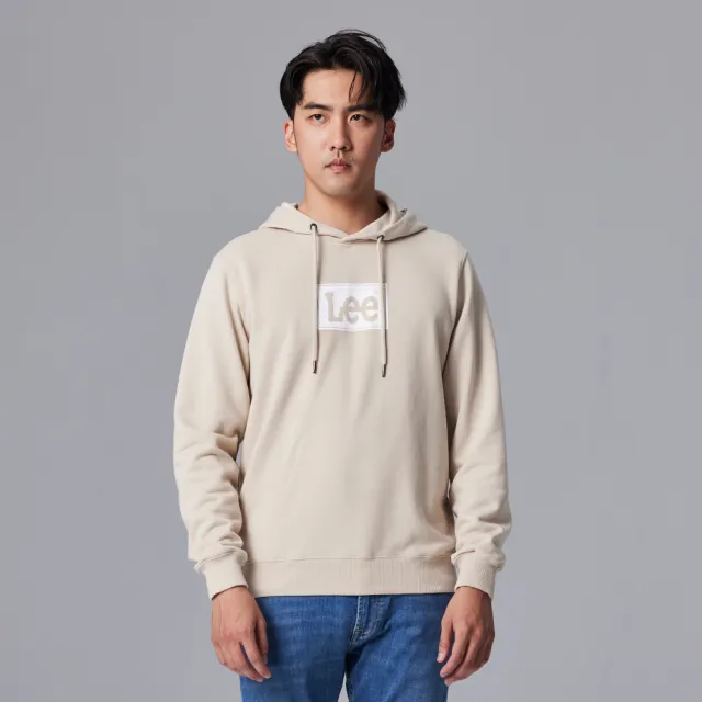【Lee】男裝 長袖帽T / 方框LOGO 共3色 標準版型(LB33001797W / LB330017742 / LB330017745)