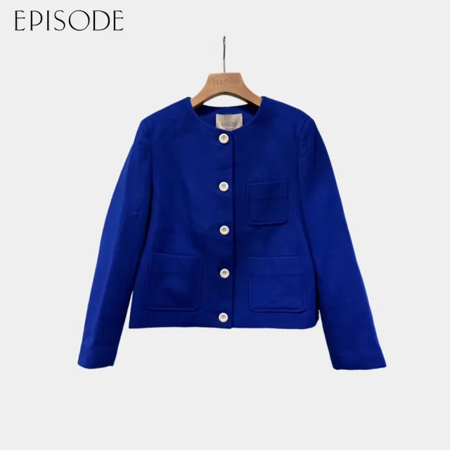 【EPISODE】出清品 簡約百搭小香風短版羊毛外套135017（藍）