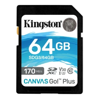 【Kingston 金士頓】新版 64GB Canvas GO! Plus SDXC U3 V30記憶卡 SDG3(讀速170MB/s 原廠永久保固)