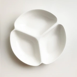 【Daylight】陶瓷分格盤-21cm三格盤1入(分隔盤 3格盤 水果盤 炸物盤 陶瓷盤 盤子 可微波 餐盤 沙拉盤)