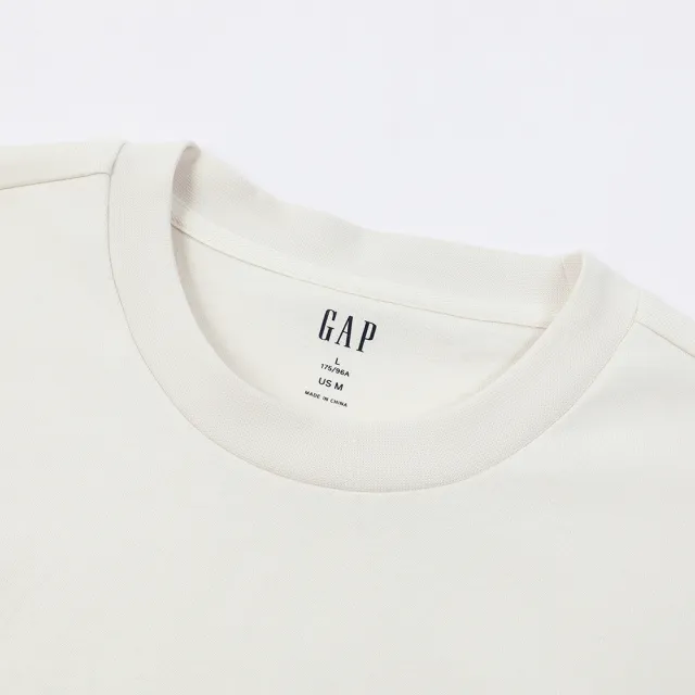 【GAP】男裝 Logo純棉印花圓領長袖T恤-米白色(885523)