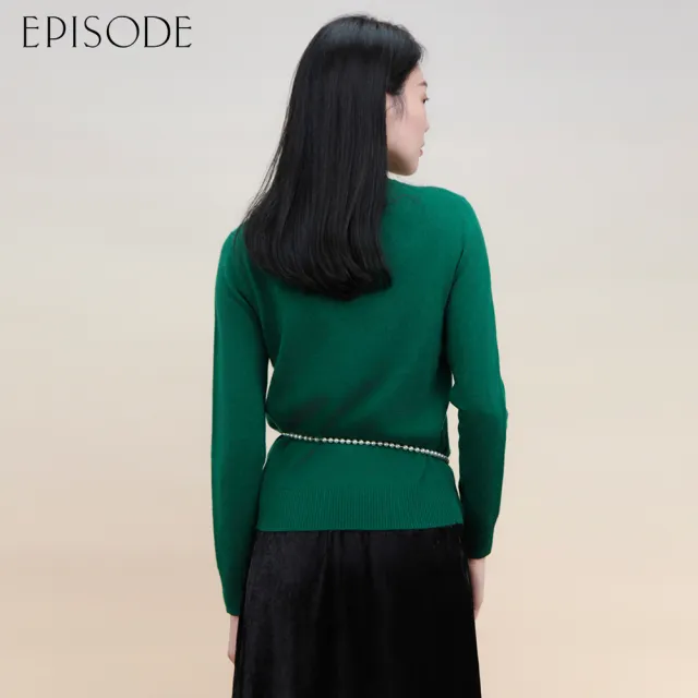 【EPISODE】保暖柔軟羊絨羊毛編織立領針織毛衣135511（綠）